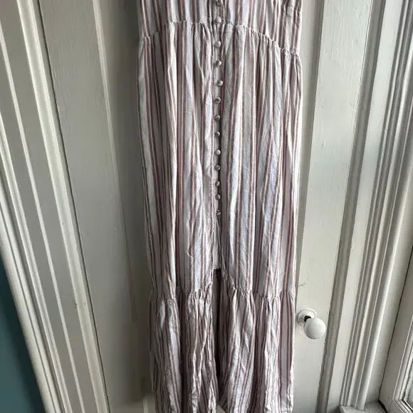 Abercrombie & Fitch Linen-Blend Striped Maxi Dress – Size Large - Picture 4 of 8